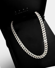 LVNA Signatures | 20” Unisex Men’s Studded Cuban Link Chain Paved Diamond Necklace 18kt