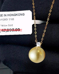 #LVNA2024 | 11MM Natural Golden South Sea Pearl HOPE Diamond Necklace 18kt