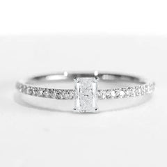 KATRINA | 0.50cts Radiant Cut Paved Band Diamond Engagement Ring 14kt