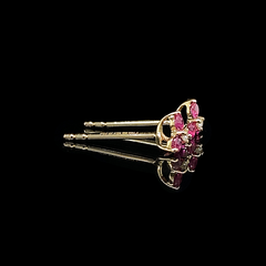 Floral Ruby Dainty Diamond Earrings 18kt