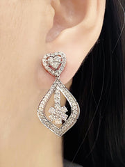 #LVNA2024 | Heart Halo Drop Dangling Diamond Earrings 18kt