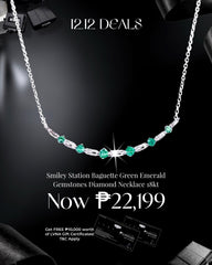 #LoveLVNA | Smiley Station Baguette Green Emerald Gemstones Diamond Necklace 18kt
