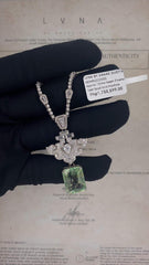 LVNA Signatures™️ Green Colombian Emerald Art Deco Diamond Necklace 14kt