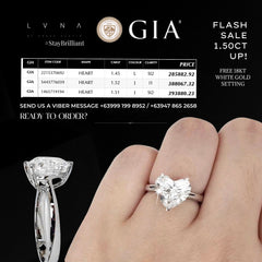 1.50ct+ Heart Cut Diamond Engagement Ring 18kt | GIA Certified