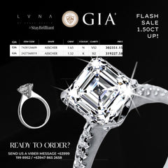 1.50ct+ Asscher Cut Diamond Engagement Ring 18kt | GIA Certified