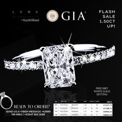 1.50ct+ Radiant Cut Diamond Engagement Ring 18kt | GIA Certified