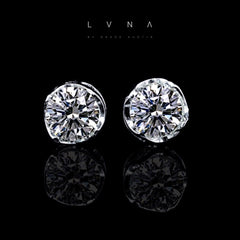 1.50cts G I2 Round Brilliant Solitaire Stud Diamond Earrings 14kt