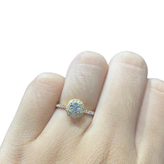 AMALIA | 0.70cts Round Halo Paved Diamond Engagement Ring 14kt