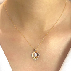 Golden Blooming Flower Diamond Paved Necklace in 18k Yellow Gold 18” | #LoveLVNA