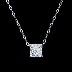 0.50ct Face Dainty Classic Round Diamond Necklace 14kt