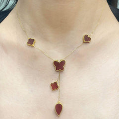 #LoveLVNA | Golden Red Carnelian Mixed Shape Centered Necklace 18kt