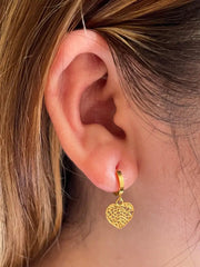 The vault | Golden Heart Earrings & Golden Beaded Heart Bracelet + Natural Hand Carved Jadeite Pendant Necklace