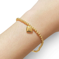 The Vault | LVNA Signature Gold Bar + Golden Heart Beaded Bracelet 18kt + 18kt Mother of Pearl Center Adjustable Lucky String Bracelet and 24kt Golden Boat Bundle