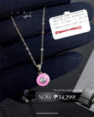 #LVNA2024 |  Rose Classic Round Pink Enamel Diamond Necklace 18kt