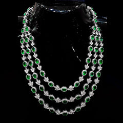 LVNA Signatures™️ Three-Tier Green Colombian Gemstones Diamond Necklace 18kt