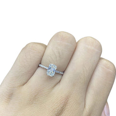 1.22cts I SI2 Radiant Cut Solitaire Paved Diamond Engagement Ring 14kt GIA Certified