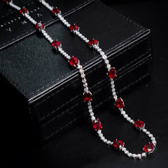 Editor’s Pick | LVNA Signatures™️ Burmese Oval Ruby Gemstones Long Drop Diamond Necklace 18kt | #LoveLVNA