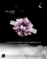 #LoveLVNA | LVNA Signatures 7.2ct Pink Tourmaline Center Solitaire Paved Diamond Ring