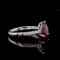 CLEARANCE BEST | Teardrop Ruby Gemstones Diamond Ring 14kt