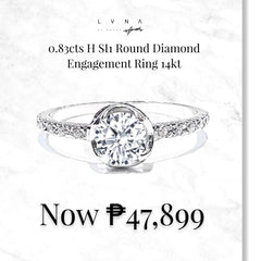 0.83cts H SI1 Round Natural Diamond Engagement Ring 14kt