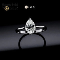 1.50ct E I2 Pear Cut Diamond Engagement Ring 18kt GIA Certified