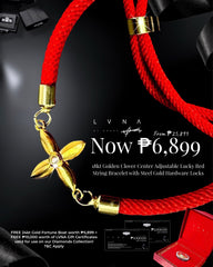 18kt Golden Clover Center Adjustable Red String Bracelet (FREE ₱10,000 LVNA GCs + 24kt Golden Boat worth ₱5,899!) #LoveLVNA