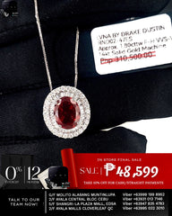 #LVNA2024 |  Oval Red Ruby Baguette Gemstones Diamond Necklace 14kt
