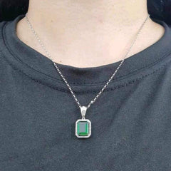 #TheSALE | Green Emerald Gemstone Diamond Necklace 14kt