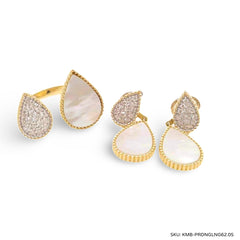 #TheSALE | Pear Mother Of Pearl Dangling Diamond Jewelry Set 14kt