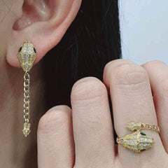 #TheSALE | Golden Chain Serpent Green Emerald Gemstones Diamond Jewelry Set 14kt