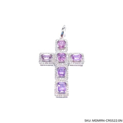 #TheSALE | Cross Colored Sapphire Diamond Necklace 14kt