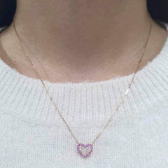 #TheSALE | Heart Colored Gemstones Diamond Necklace 14kt