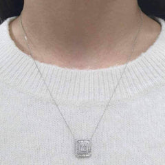 #TheSALE | Emerald Baguette Diamond Necklace 14kt