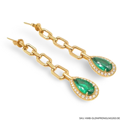 #TheSALE | Golden Chain Pear Natural Emerald Diamond Dangling 18kt