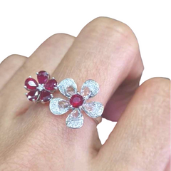 #TheSALE | Floral Pear Natural Ruby Diamond Ring 18kt