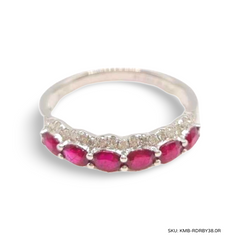 #TheSALE | Half Eternity Red Ruby Gemstones Diamond Ring 18kt