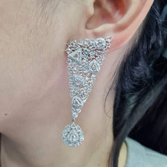 #TheSALE | Cluster Shape Chandelier Studded Dangling Diamond Earrings 14kt