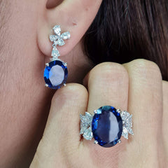 #TheSALE | Round Blue Sapphire Diamond Jewelry Set 14kt