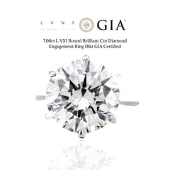 7.06ct L VS1 Round Brilliant Cut Diamond Engagement Ring 18kt GIA Certified