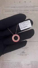 #LoveIVANA | Pink Enamel Round Halo Pink Paved Diamond Necklace 18kt