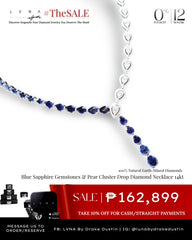 #LVNA2024 | Blue Sapphire Gemstones & Pear Cluster Drop Diamond Necklace 14kt