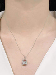 #LVNA2024 | 1.01ct L VS2 Radiant Cut Center Halo Paved  Diamond Pendant Necklace GIA Certified 18kt