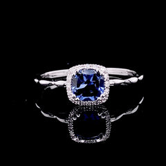 CLEARANCE BEST | Dainty Blue Sapphire Gemstone Diamond Ring 14kt