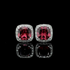 #LVNA2024 | Dainty Red Ruby Sapphire Gemstone Diamond Earrings 14kt