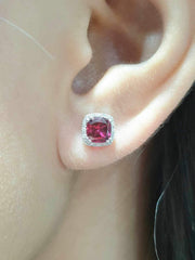 #LVNA2024 | Dainty Red Ruby Sapphire Gemstone Diamond Earrings 14kt