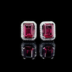 CLEARANCE BEST | Emerald Ruby Gemstones Diamond Earrings 14kt