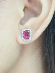 CLEARANCE BEST | Emerald Ruby Gemstones Diamond Earrings 14kt