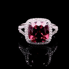 CLEARANCE BEST | Cushion Ruby Gemstones Diamond Ring 14kt