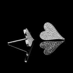 CLEARANCE BEST | Heart Spade Paved Diamond Earrings 14kt