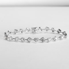 Cluster Shape Solitaire Halo Eternity Diamond Bracelet 14kt